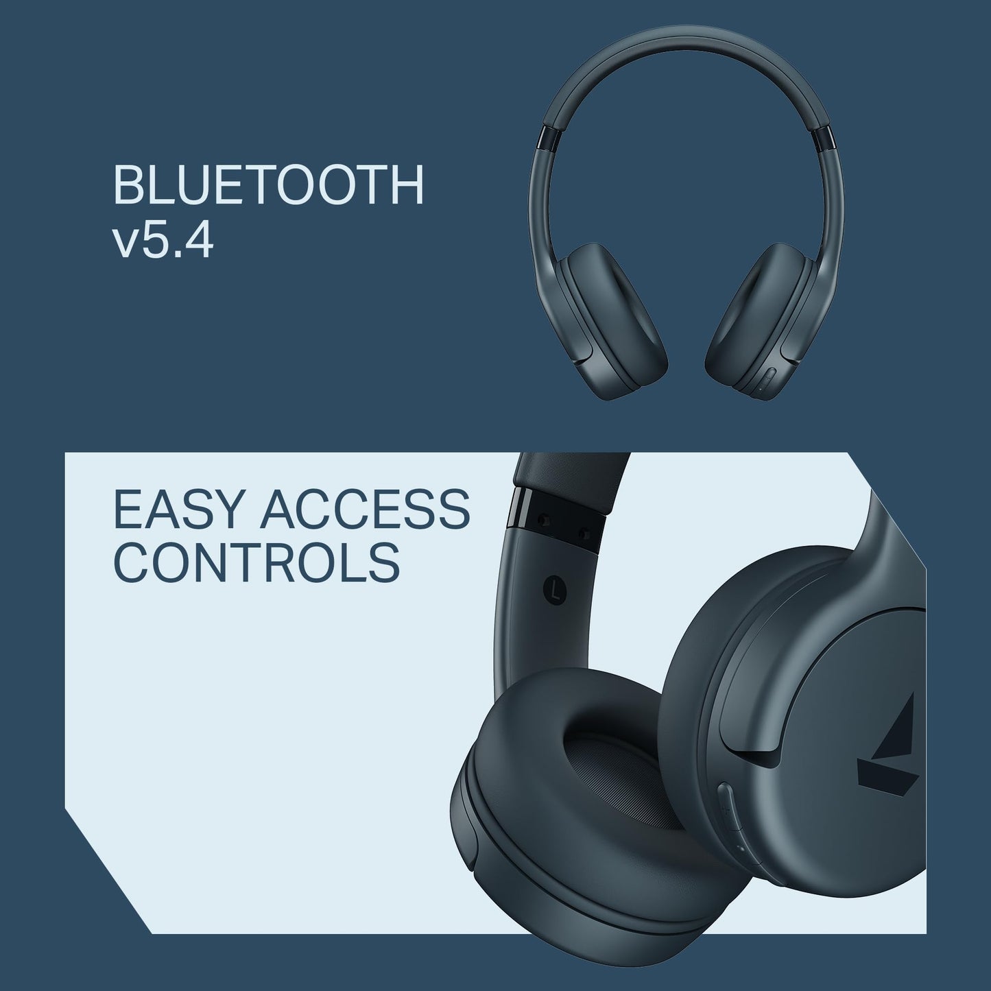 Wavex boAt Rockerz 411 (2025 Launch), 40Ms Low Latency, 40Hrs Battery, 40Mm Drivers, Enx Tech, Integrated Controls, V5.4 Bluetooth Headphones, Wireless Over Ear Headphone with Mic (Active Black)