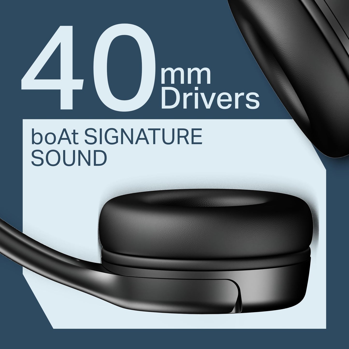 Wavex boAt Rockerz 411 (2025 Launch), 40Ms Low Latency, 40Hrs Battery, 40Mm Drivers, Enx Tech, Integrated Controls, V5.4 Bluetooth Headphones, Wireless Over Ear Headphone with Mic (Active Black)