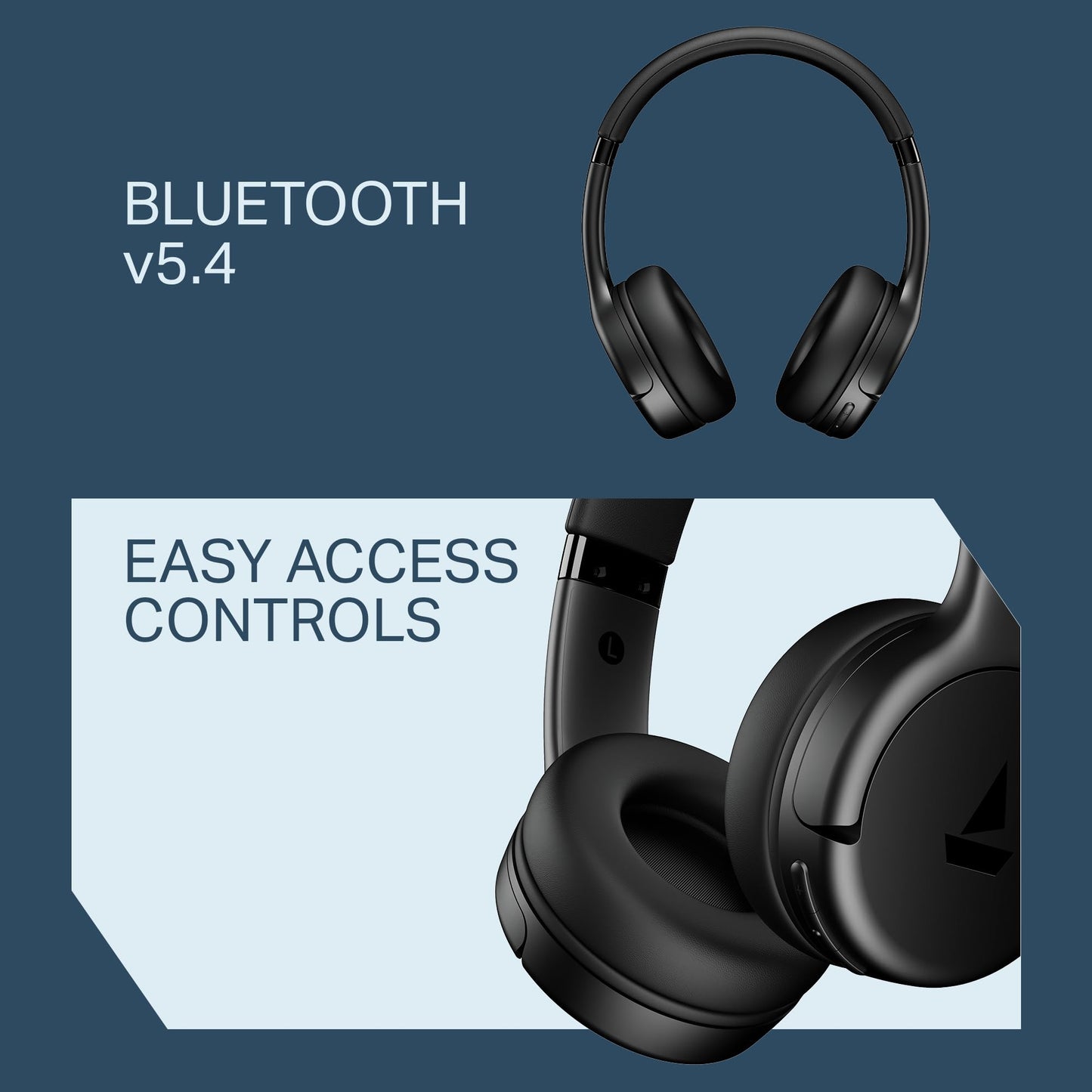 Wavex boAt Rockerz 411 (2025 Launch), 40Ms Low Latency, 40Hrs Battery, 40Mm Drivers, Enx Tech, Integrated Controls, V5.4 Bluetooth Headphones, Wireless Over Ear Headphone with Mic (Active Black)