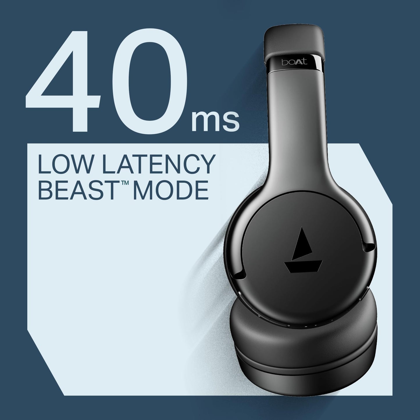 Wavex boAt Rockerz 411 (2025 Launch), 40Ms Low Latency, 40Hrs Battery, 40Mm Drivers, Enx Tech, Integrated Controls, V5.4 Bluetooth Headphones, Wireless Over Ear Headphone with Mic (Active Black)