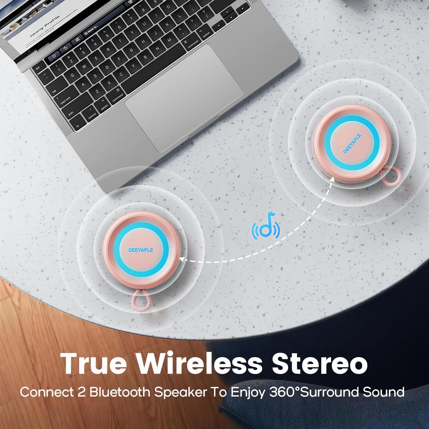 Bluetooth Speaker Wireless,IP67 Waterproof & Dustproof Portable Speaker with Lights,15W Loud Stereo Sound, 2500mAh Battery All Day Playtime, TWS Pairing, BT5.3, Home/Party/Outdoor/Beach (Black)