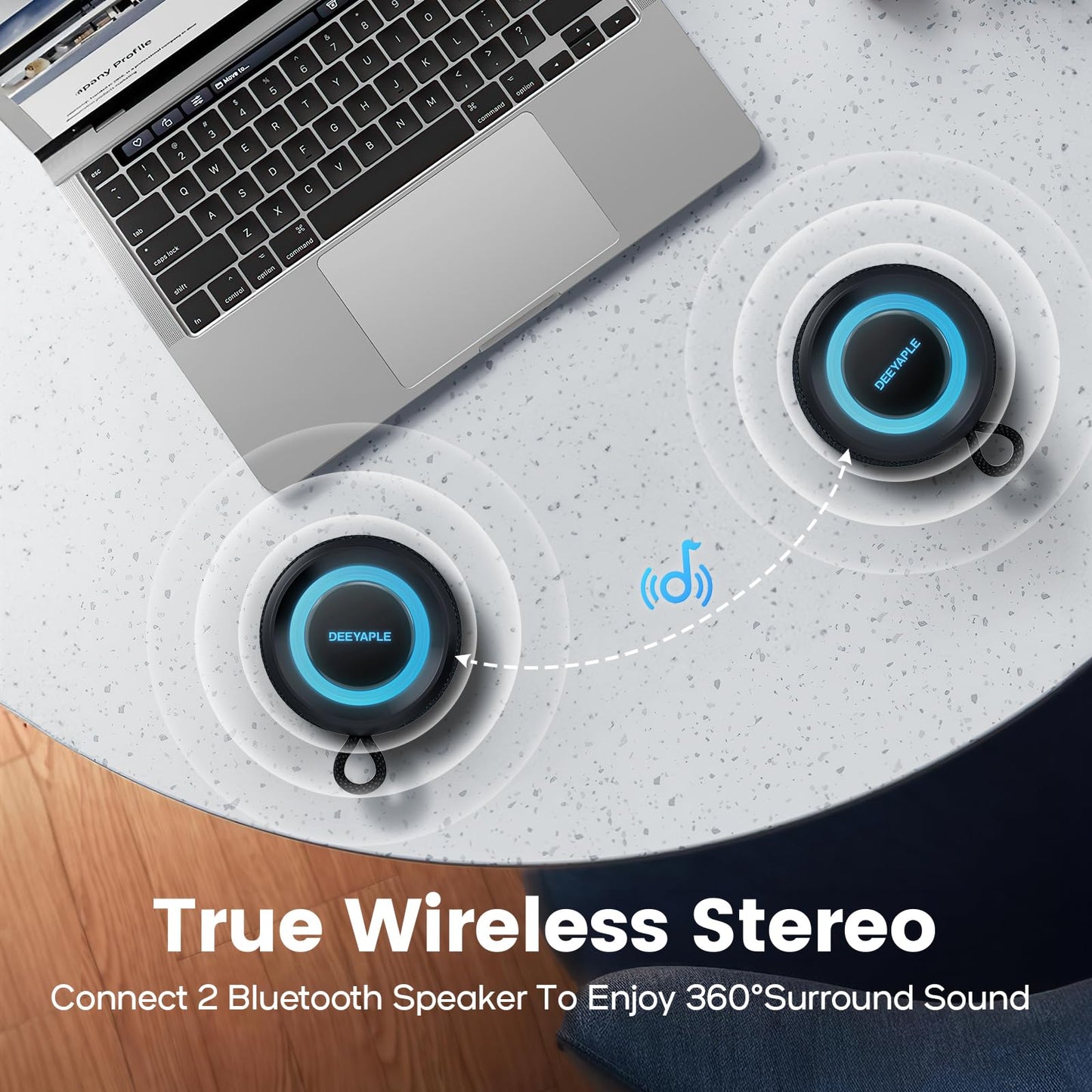 Bluetooth Speaker Wireless,IP67 Waterproof & Dustproof Portable Speaker with Lights,15W Loud Stereo Sound, 2500mAh Battery All Day Playtime, TWS Pairing, BT5.3, Home/Party/Outdoor/Beach (Black)