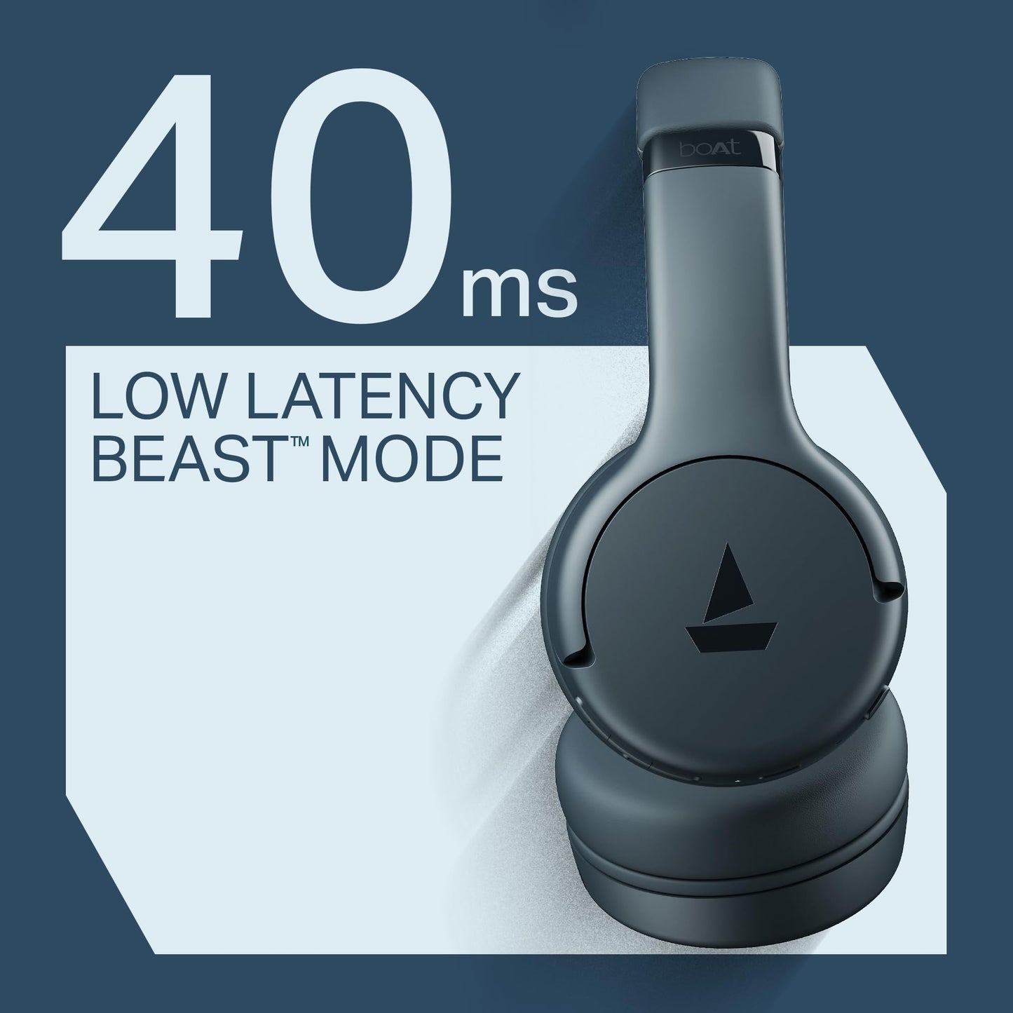Wavex boAt Rockerz 411 (2025 Launch), 40Ms Low Latency, 40Hrs Battery, 40Mm Drivers, Enx Tech, Integrated Controls, V5.4 Bluetooth Headphones, Wireless Over Ear Headphone with Mic (Active Black)