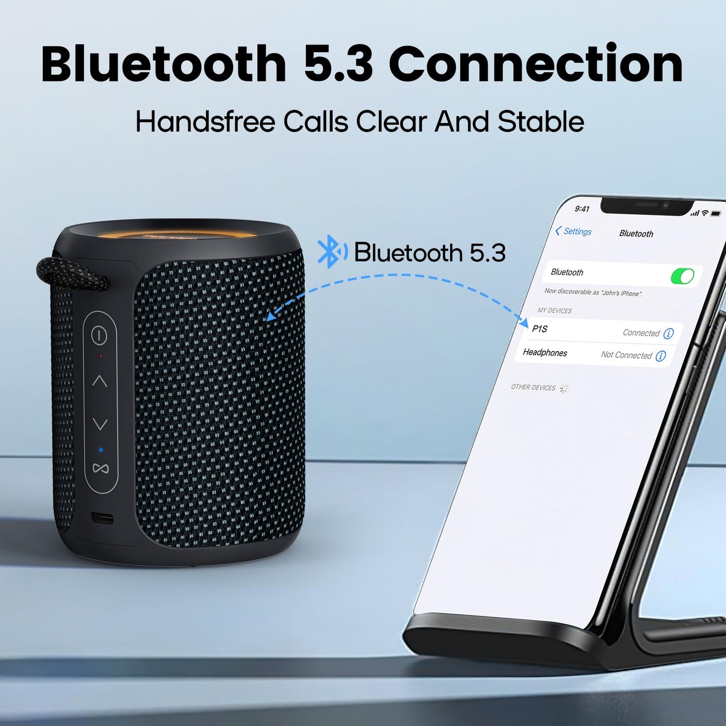Bluetooth Speaker Wireless,IP67 Waterproof & Dustproof Portable Speaker with Lights,15W Loud Stereo Sound, 2500mAh Battery All Day Playtime, TWS Pairing, BT5.3, Home/Party/Outdoor/Beach (Black)