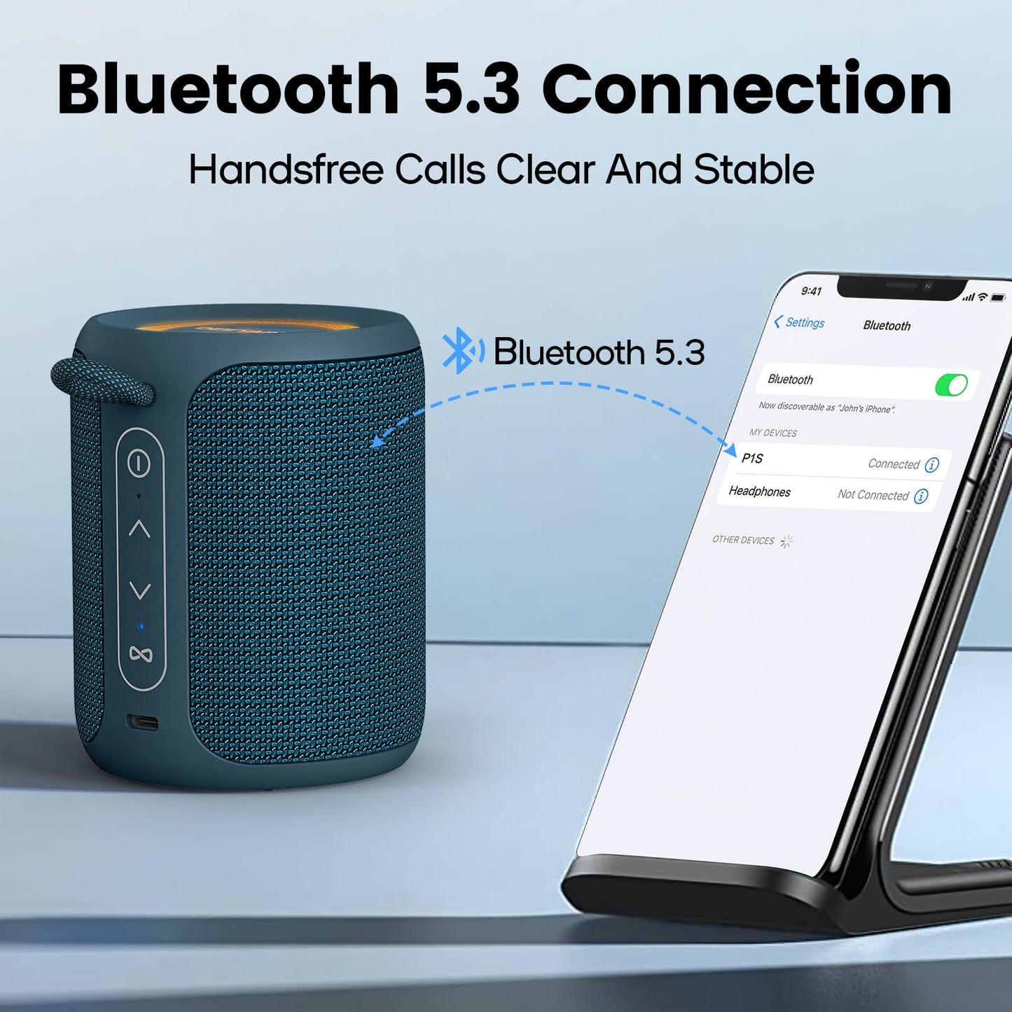 Bluetooth Speaker Wireless,IP67 Waterproof & Dustproof Portable Speaker with Lights,15W Loud Stereo Sound, 2500mAh Battery All Day Playtime, TWS Pairing, BT5.3, Home/Party/Outdoor/Beach (Black)