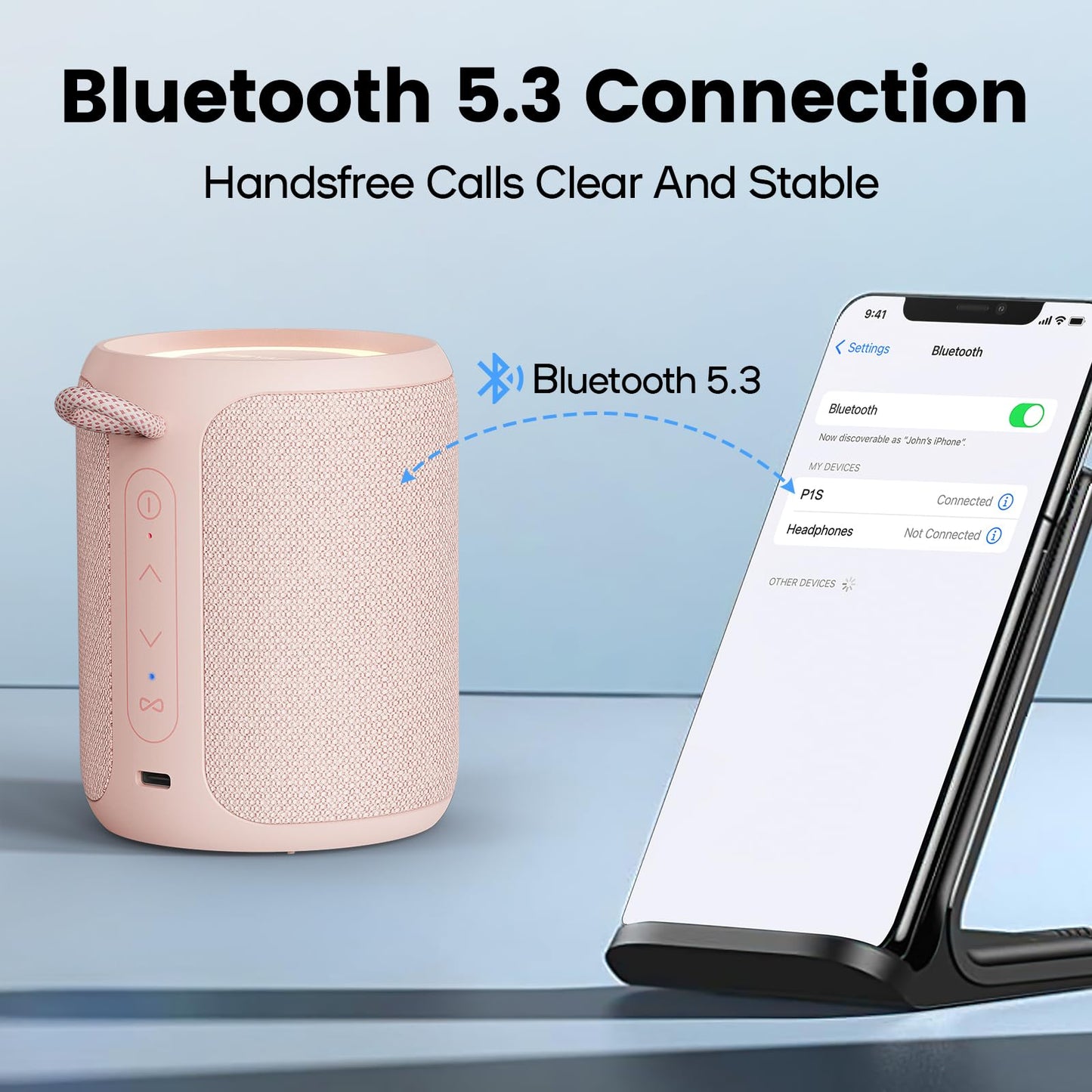 Bluetooth Speaker Wireless,IP67 Waterproof & Dustproof Portable Speaker with Lights,15W Loud Stereo Sound, 2500mAh Battery All Day Playtime, TWS Pairing, BT5.3, Home/Party/Outdoor/Beach (Black)