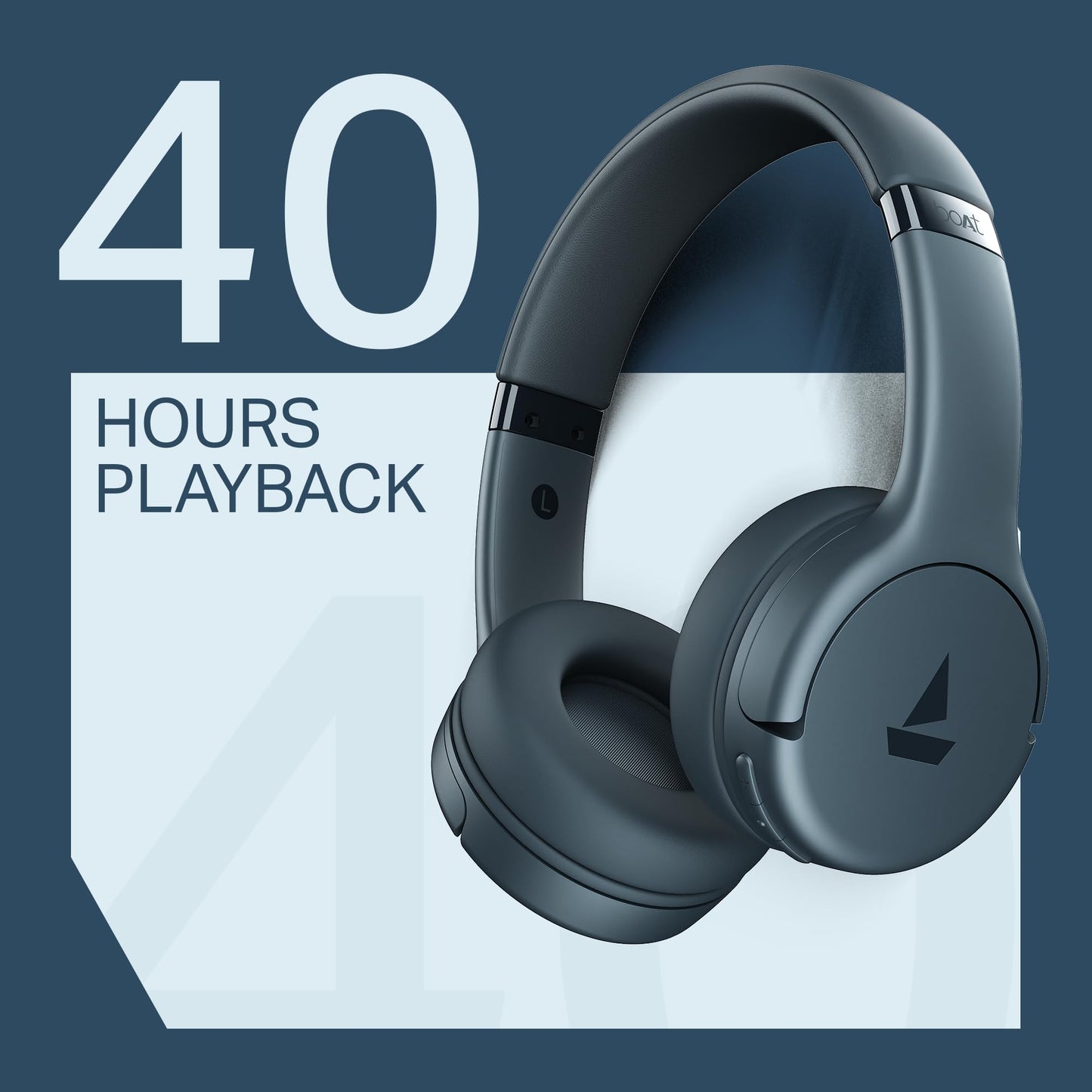 Wavex boAt Rockerz 411 (2025 Launch), 40Ms Low Latency, 40Hrs Battery, 40Mm Drivers, Enx Tech, Integrated Controls, V5.4 Bluetooth Headphones, Wireless Over Ear Headphone with Mic (Active Black)