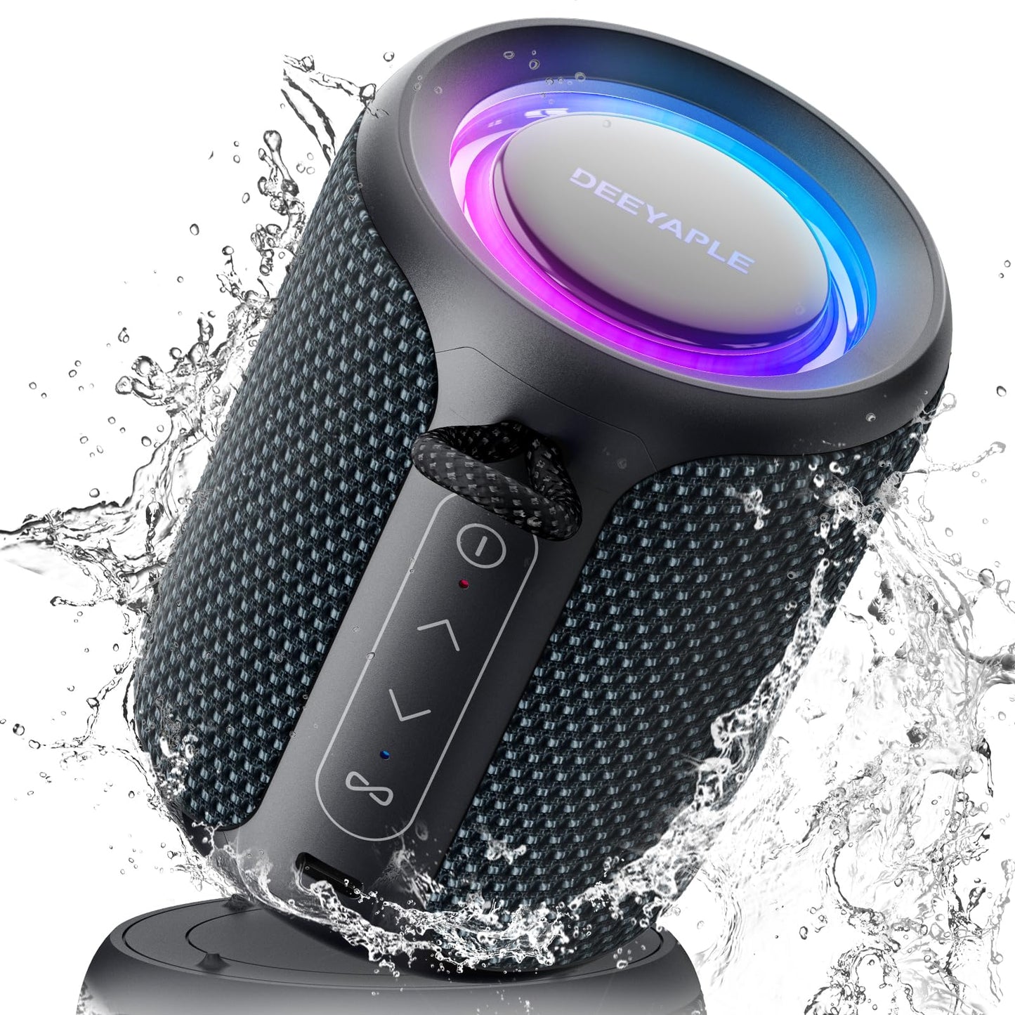 Bluetooth Speaker Wireless,IP67 Waterproof & Dustproof Portable Speaker with Lights,15W Loud Stereo Sound, 2500mAh Battery All Day Playtime, TWS Pairing, BT5.3, Home/Party/Outdoor/Beach (Black)