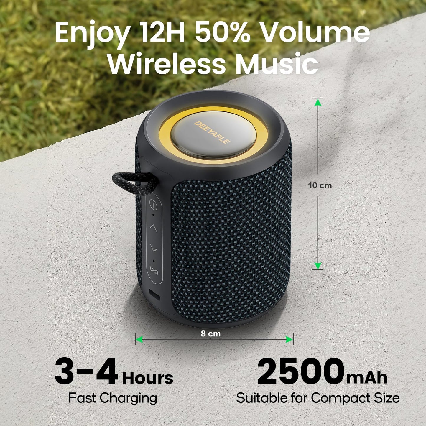 Bluetooth Speaker Wireless,IP67 Waterproof & Dustproof Portable Speaker with Lights,15W Loud Stereo Sound, 2500mAh Battery All Day Playtime, TWS Pairing, BT5.3, Home/Party/Outdoor/Beach (Black)