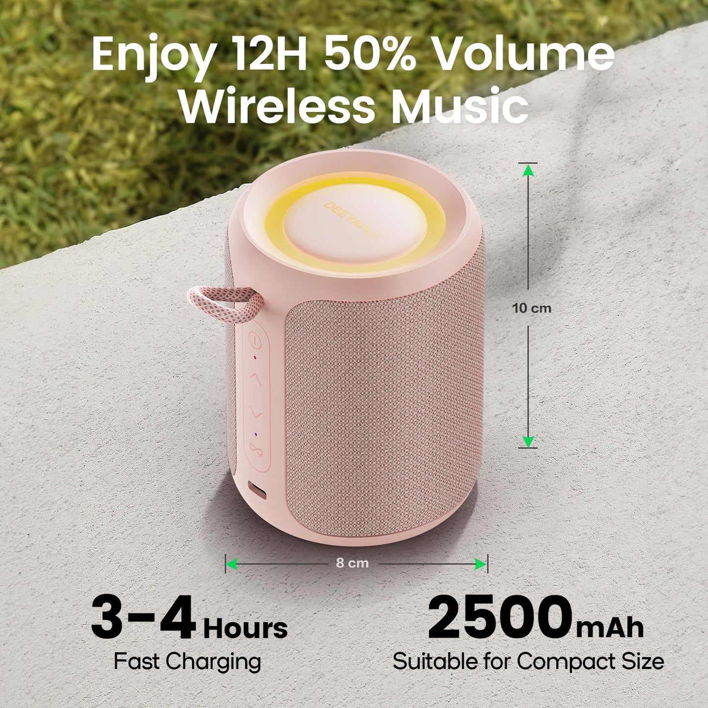 Bluetooth Speaker Wireless,IP67 Waterproof & Dustproof Portable Speaker with Lights,15W Loud Stereo Sound, 2500mAh Battery All Day Playtime, TWS Pairing, BT5.3, Home/Party/Outdoor/Beach (Black)