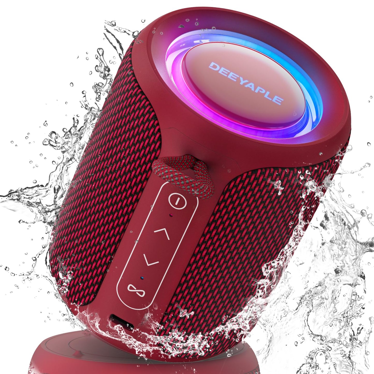 Bluetooth Speaker Wireless,IP67 Waterproof & Dustproof Portable Speaker with Lights,15W Loud Stereo Sound, 2500mAh Battery All Day Playtime, TWS Pairing, BT5.3, Home/Party/Outdoor/Beach (Black)