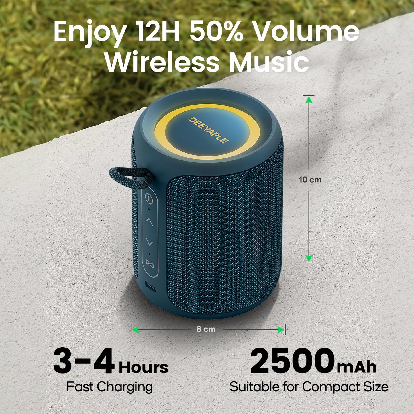 Bluetooth Speaker Wireless,IP67 Waterproof & Dustproof Portable Speaker with Lights,15W Loud Stereo Sound, 2500mAh Battery All Day Playtime, TWS Pairing, BT5.3, Home/Party/Outdoor/Beach (Black)